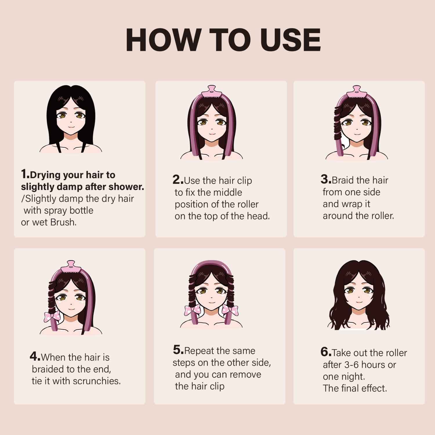 Heatless Hair Curler,Hair Rollers for Heatless Curls with Hair Claw Clip,Soft Rubber Heatless Curling Rod Headband,Heatless Curling Set for Sleep in Overnight (Satin Black)