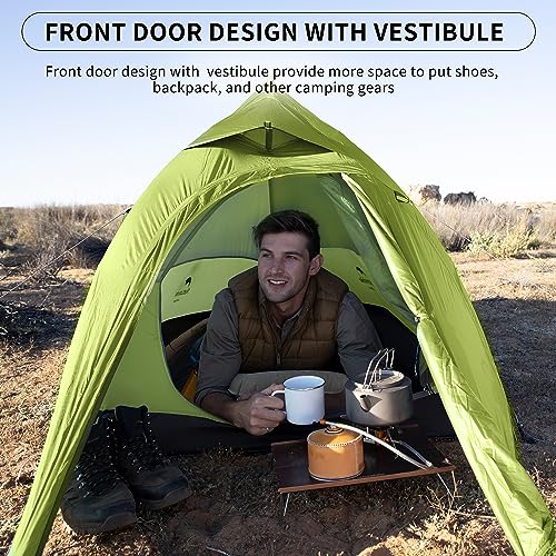 Naturehike Cloud-Up 1 Person Tent Lightweight Backpacking Tent for One Man, Waterproof Ultralight Single Person Tent, Double Layer One Person Tent for Camping Hiking Backpacking