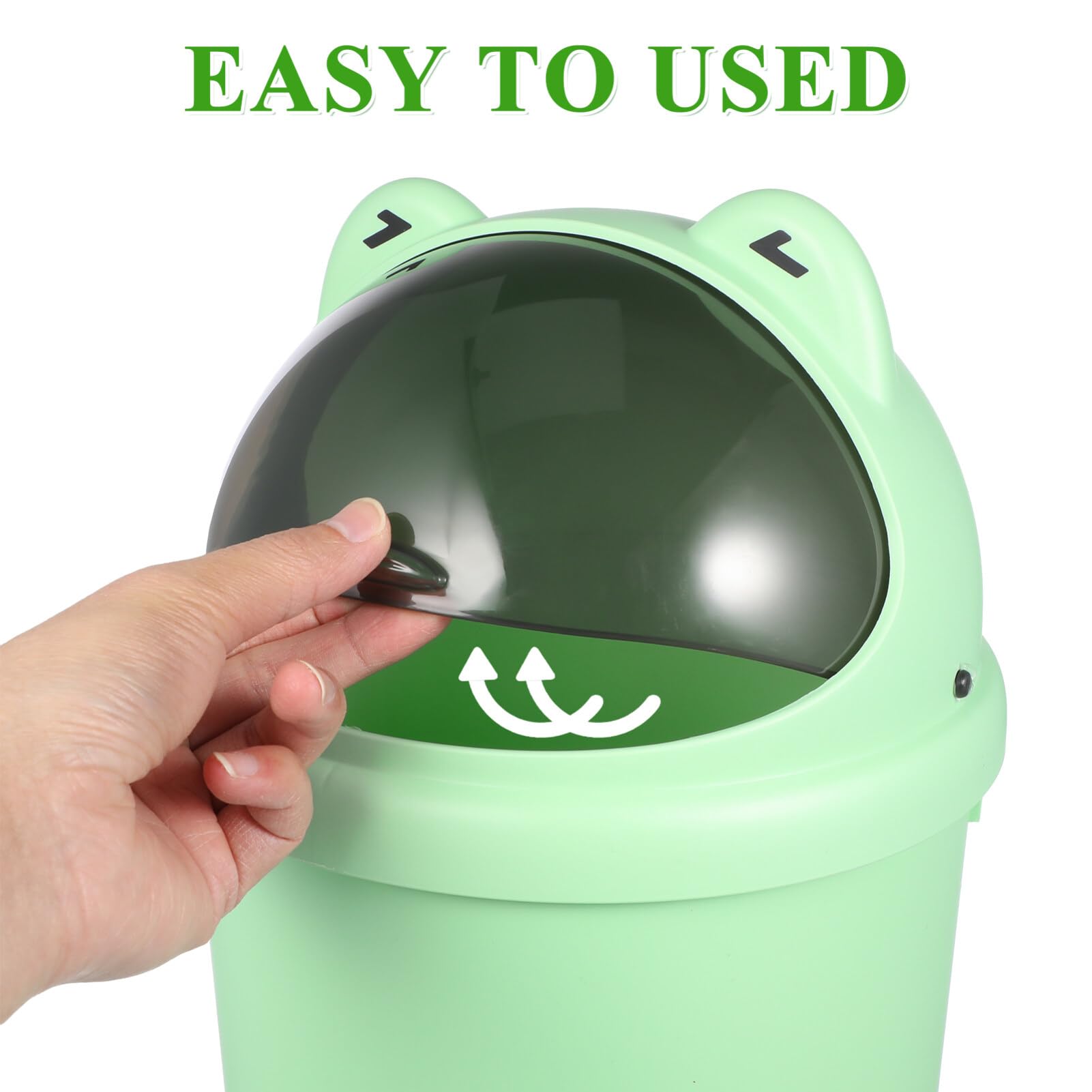 BESTOYARD Mini Frog Trash Can Cartoon Frog Garbage Bin with Lid Plastic Garbage Can for Office Kitchen Bathroom Kitchens Dressing Pail Waste Basket Dorm Toilet Paper Bucket