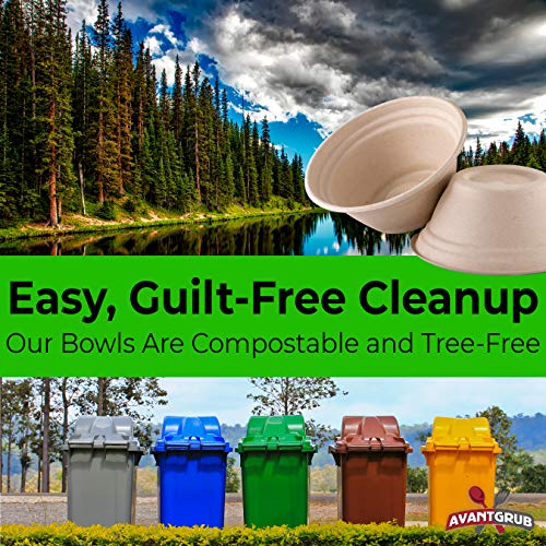 Mini 8 Oz Restaurant-Grade, Bowls Bulk 25 Pk. Great for Ice Cream, Chili or Soup. Disposable, Compostable Small Bowls are Allergen-Free, Leakproof and Microwave Safe for Hot or Cold Use