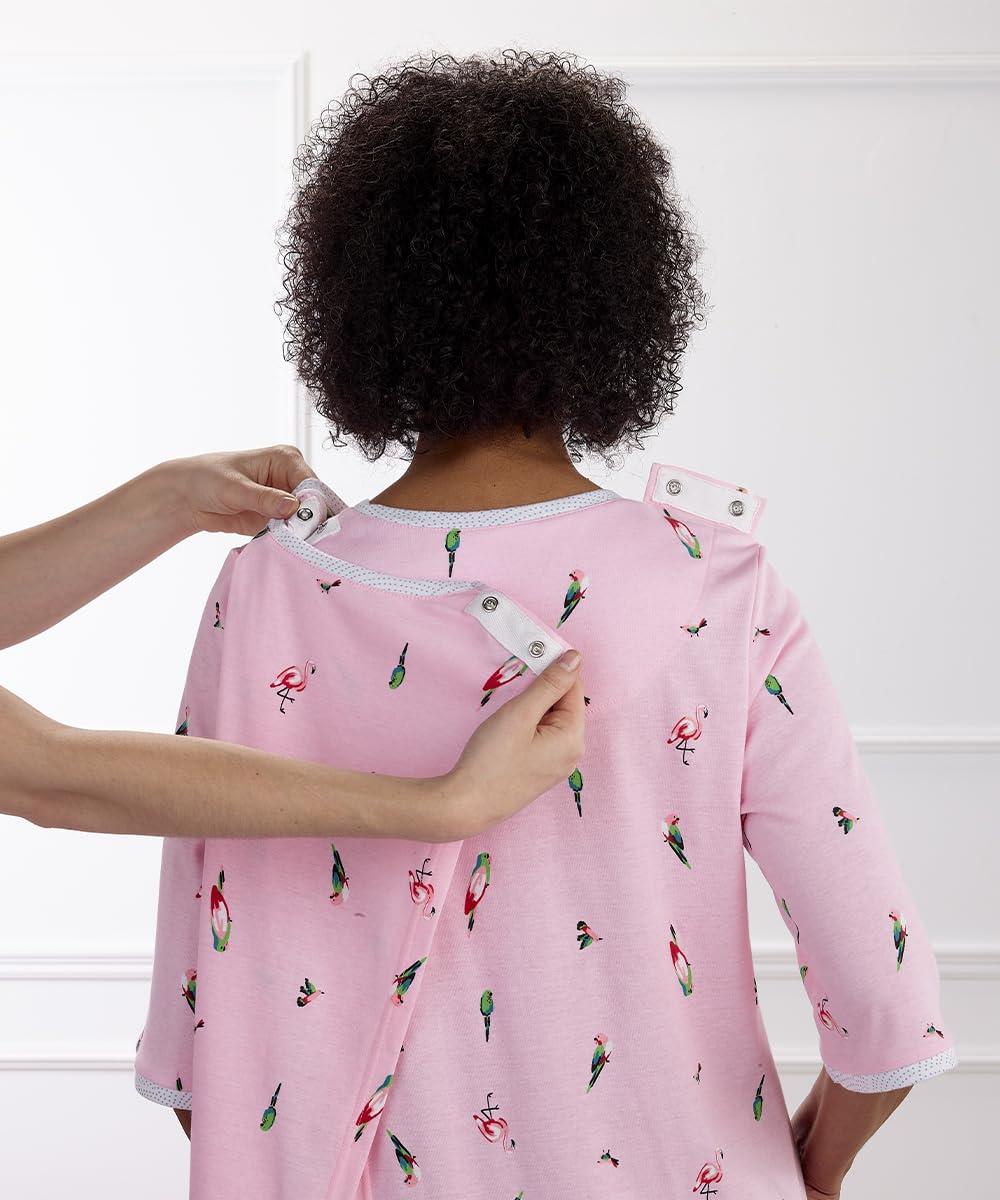 Silverts Hospital Gowns for Women Open Back, Night Gowns for Elderly Women, Adaptive Clothing for Seniors, Elderly Nightgowns, Dementia Clothing - Blue Jaguar LGE