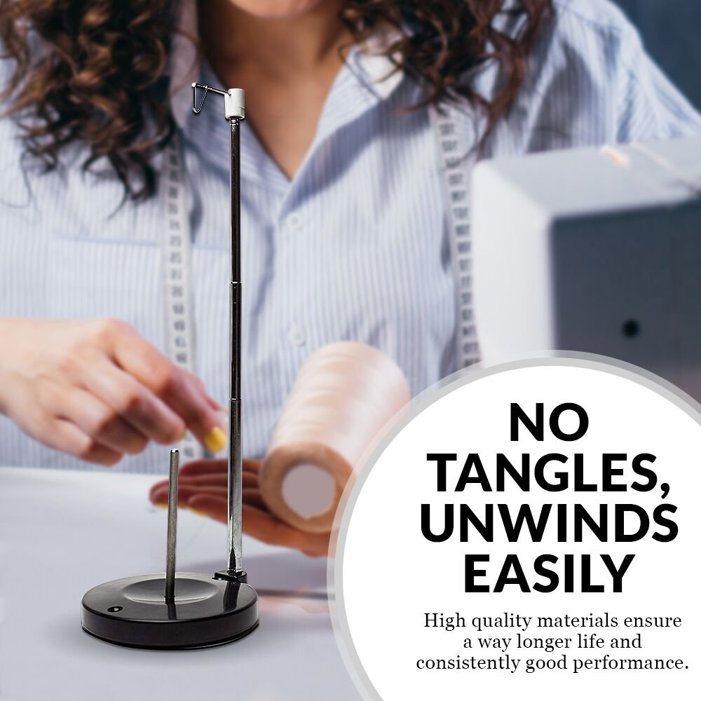 Embroidex Adjustable Single Thread Spool Holder – Stand alone Embroidery, Sewing or Quilting Thread Holder or Stand – Ensures Smoother Feed = Heavy Plastic Base