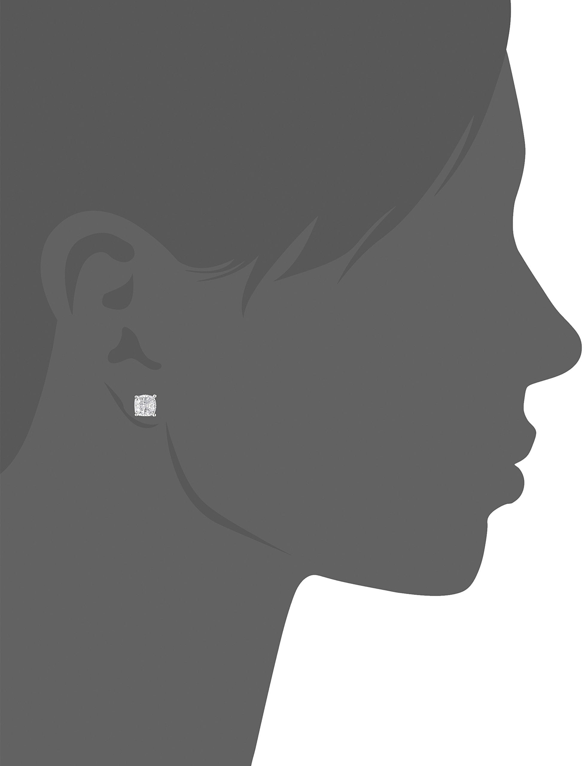 Amazon Essentials Platinum Plated Sterling Silver Cushion Cut Cubic Zirconia Stud Earrings (6mm) (previously Amazon Collection)