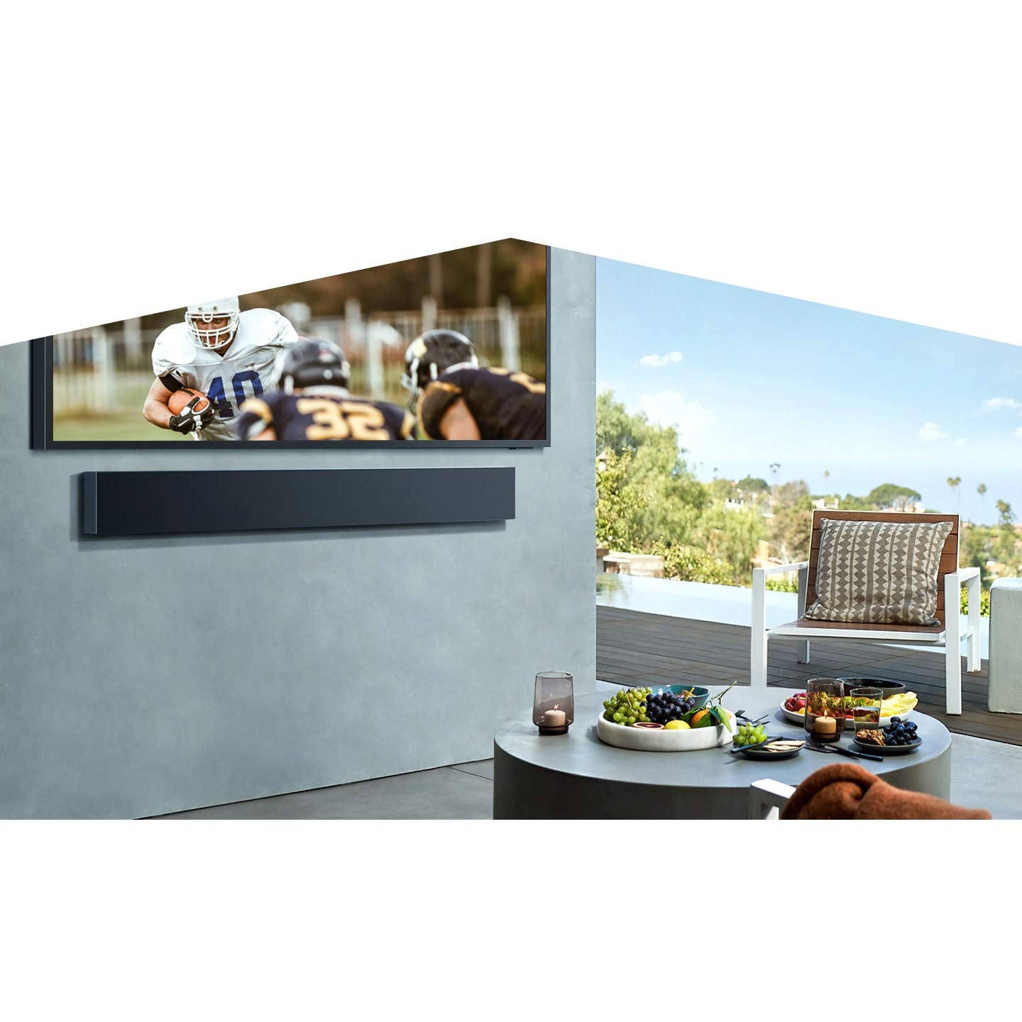 Samsung HW-LST70T 3.0ch The Terrace Soundbar Dolby 5.1ch Built in Subwoofer & Outdoor Weather Resistant Bundle w/Wall Mount + CPS Protection Pack Pack + 2 Deco Gear HDMI Cables +Streaming Kit