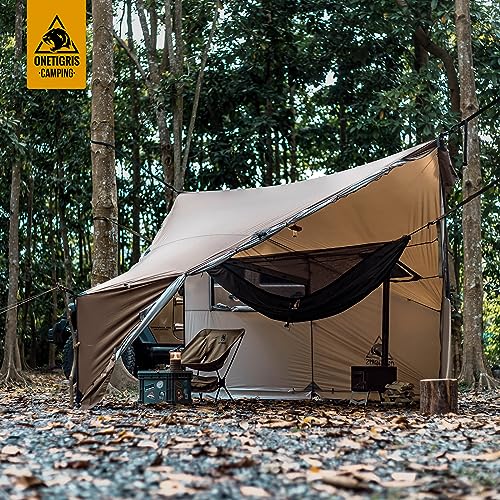 OneTigris COZSHACK Hot Tent, Large Spacious 4 Person Tent with Stove Jack, Windproof Waterproof Tent for Wood Stove Bushcraft Camping Travel Truck Family (Coyote Brown)