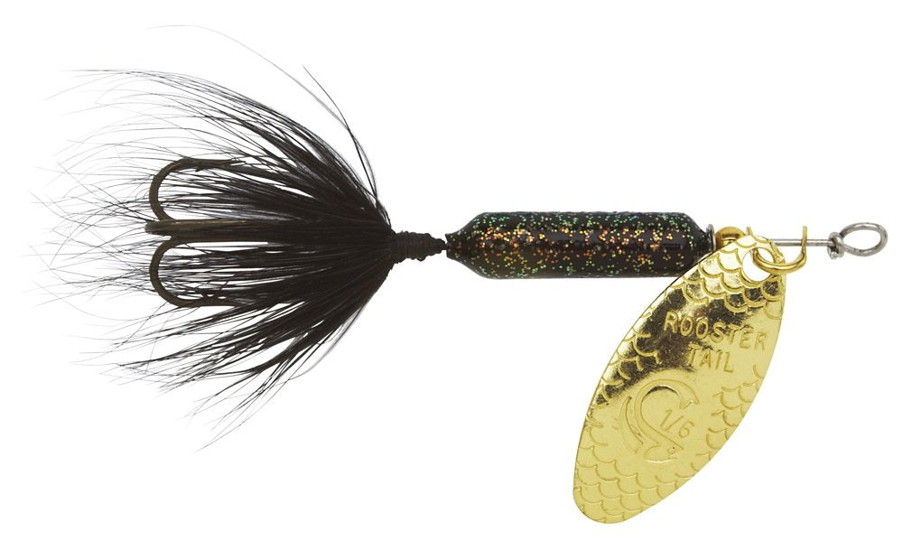 Yakima Bait Wordens Original Rooster Tail Spinner Lure, Glitter Black, 1/4-Ounce