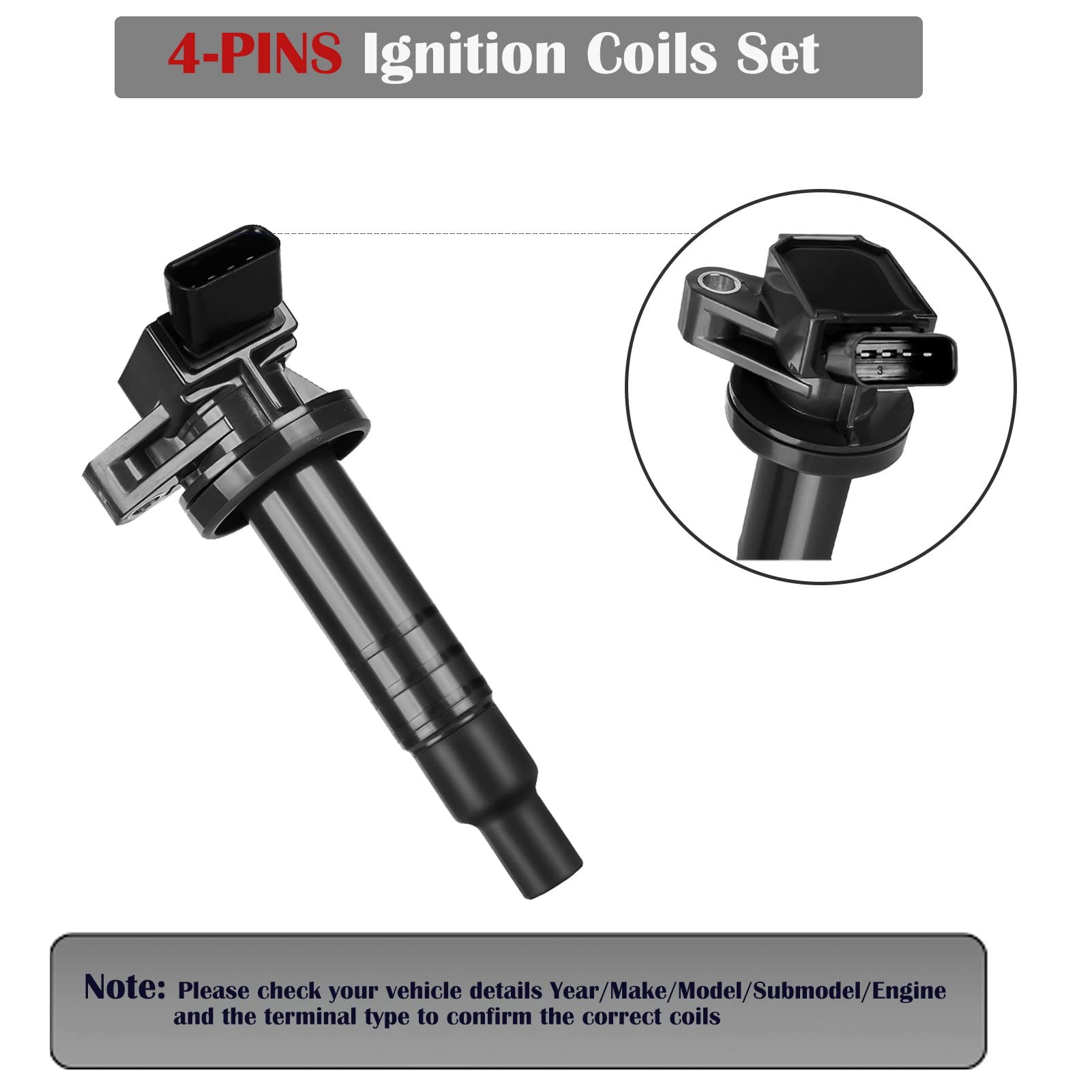 Set of 4 Ignition Coil Pack Fits for 1.8 L4 Toyota Corolla Matrix Celica Pontiac Vibe Chevy Prizm 2000 2001 2002 2003 2004 2005 2006 2007 2008 1.8L Coils Replaces# UF247 C1249