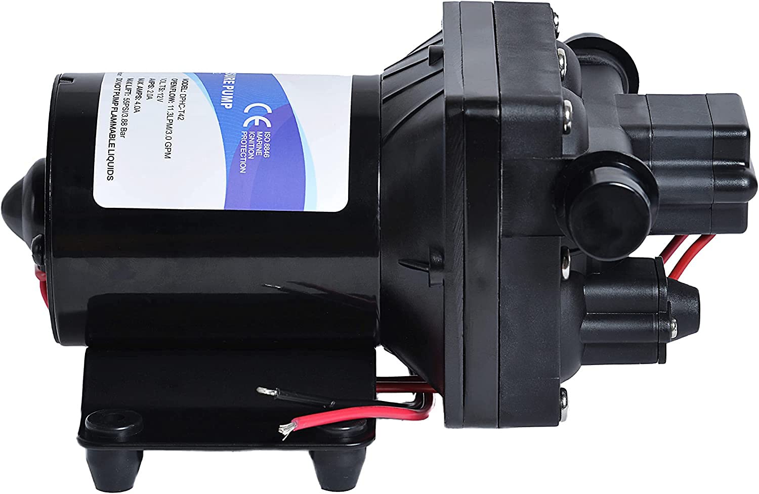Water Pump 4008-101-E65 42-Series 12V 3.0GPM 55PSI Diaphragm Pump Compatible with RVs, Ships, Yachts, and Boats - Self-Priming 9.8 Feet
