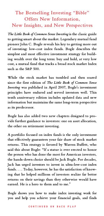 The Little Book of Common Sense Investing: The Only Way to Guarantee Your Fair Share of Stock Market Returns (Little Books, Big Profits)