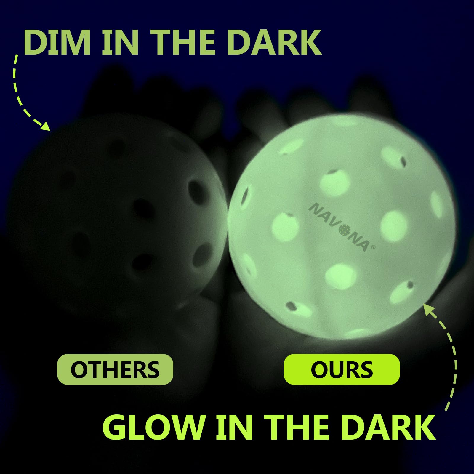 Navona 4 Pack Premium 40-Holes Outdoor Pickleball Balls, Meet USAPA Official Requirement, Perfectly Balanced, High Bounce True Flight, Durable Outdoor or Indoor Pickleball Set