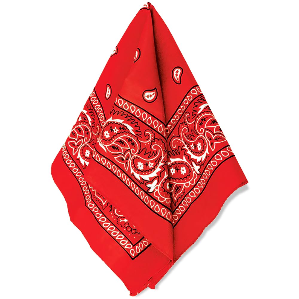 Classic Red Paisley Bandana - 20" x 20" (1 Count) - Perfect for Outdoor Activities, Fashion Accessory, and DIY Projects