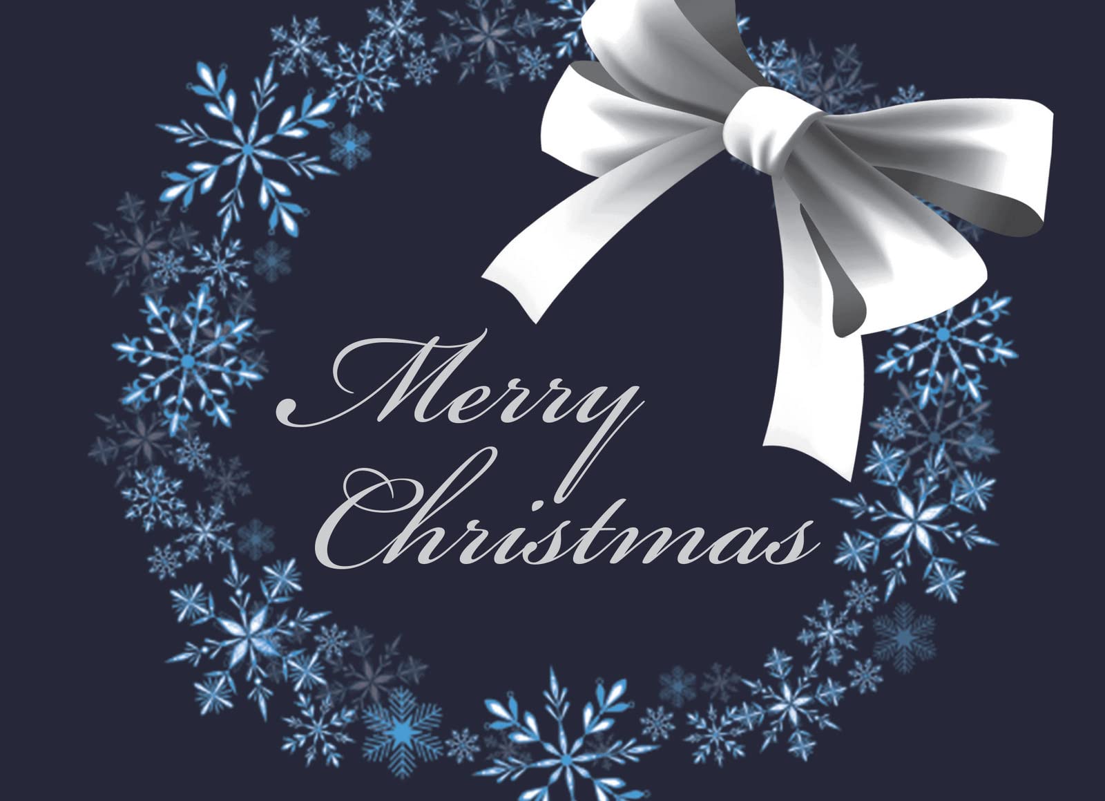 Merry Christmas Cards for Business & Family (Snowflake Wreath) Bulk Greeting Card Set Pack of 25 Christmas Cards with Envelopes (5x7 inch - A7) Great for Office, Work, Employees & Clients H1606