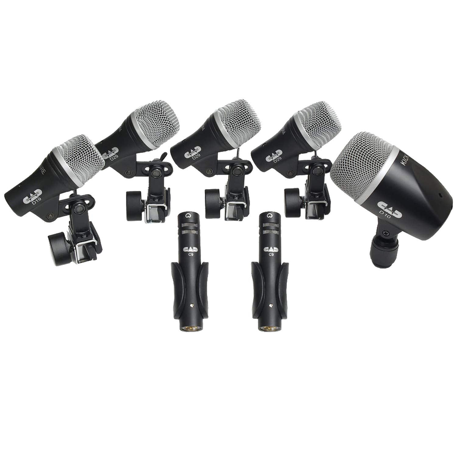 Cad Audio Stage7 Premium 7-Piece Drum Instrument Mic Pack with Vinyl Carrying Case + 7 On Stage Microphones Cables, 20 Feet, XLR