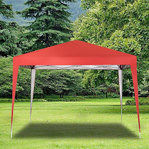 10 x 10 ft Pop-Up Canopy Tent Gazebo for Beach Tailgating Party Red