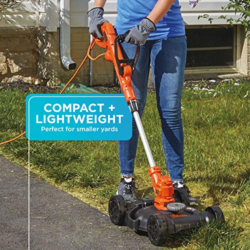 BLACK+DECKER 3-in-1 Corded Lawn Mower, String Trimmer & Edger, 12-Inch (BESTA512CM)