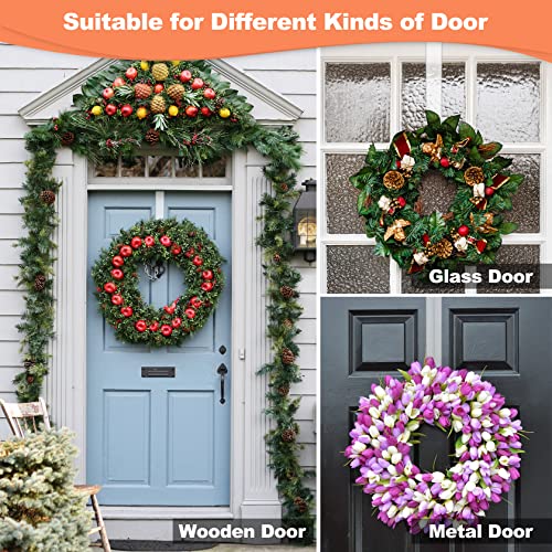 12" Clear Wreath-Hanger Non Scratch Over The Door Hooks,1 Pack Wreath-Door-Hanger Easter Halloween Christmas Decoration,Welcome Sign for Front Door Décor Inside Outside,Slim Hangers Organizer for Home