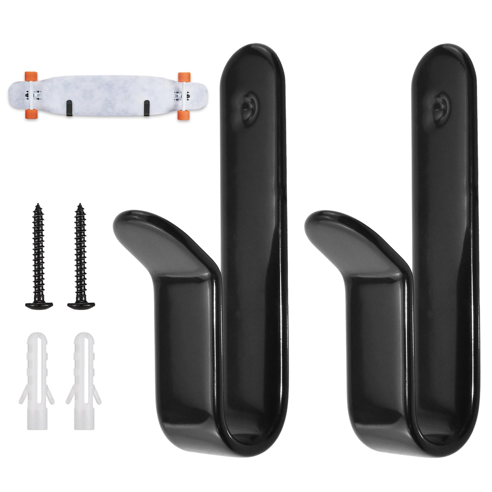 HONSNKS 2Pcs Snowboard Wall Rack Snowboard Wall Mount Clips Horizontal Skateboard Wall Mount Display Rack Snowboard Storage for Room, Garage