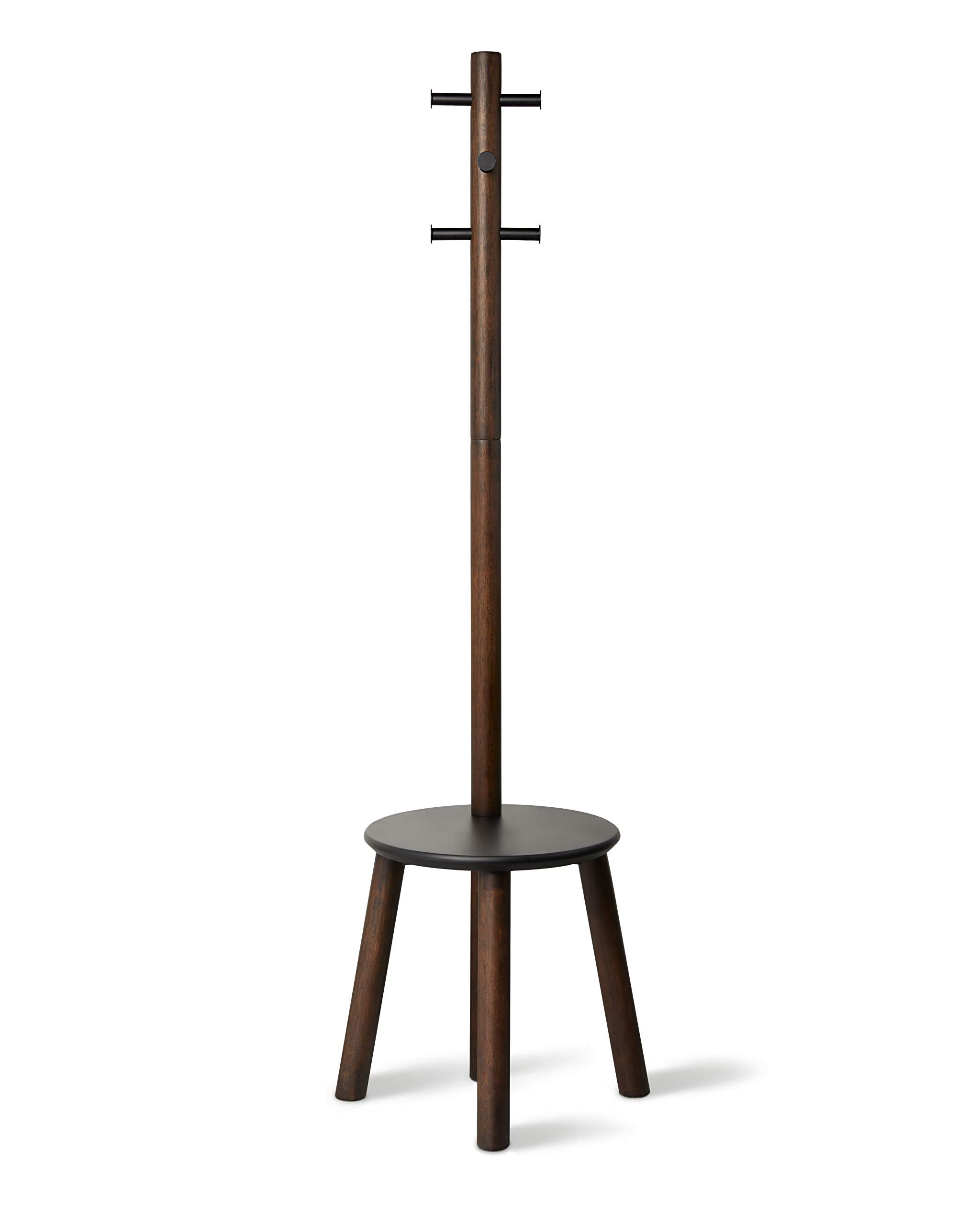 Umbra Pillar Coat Rack, Stool, Black/Walnut