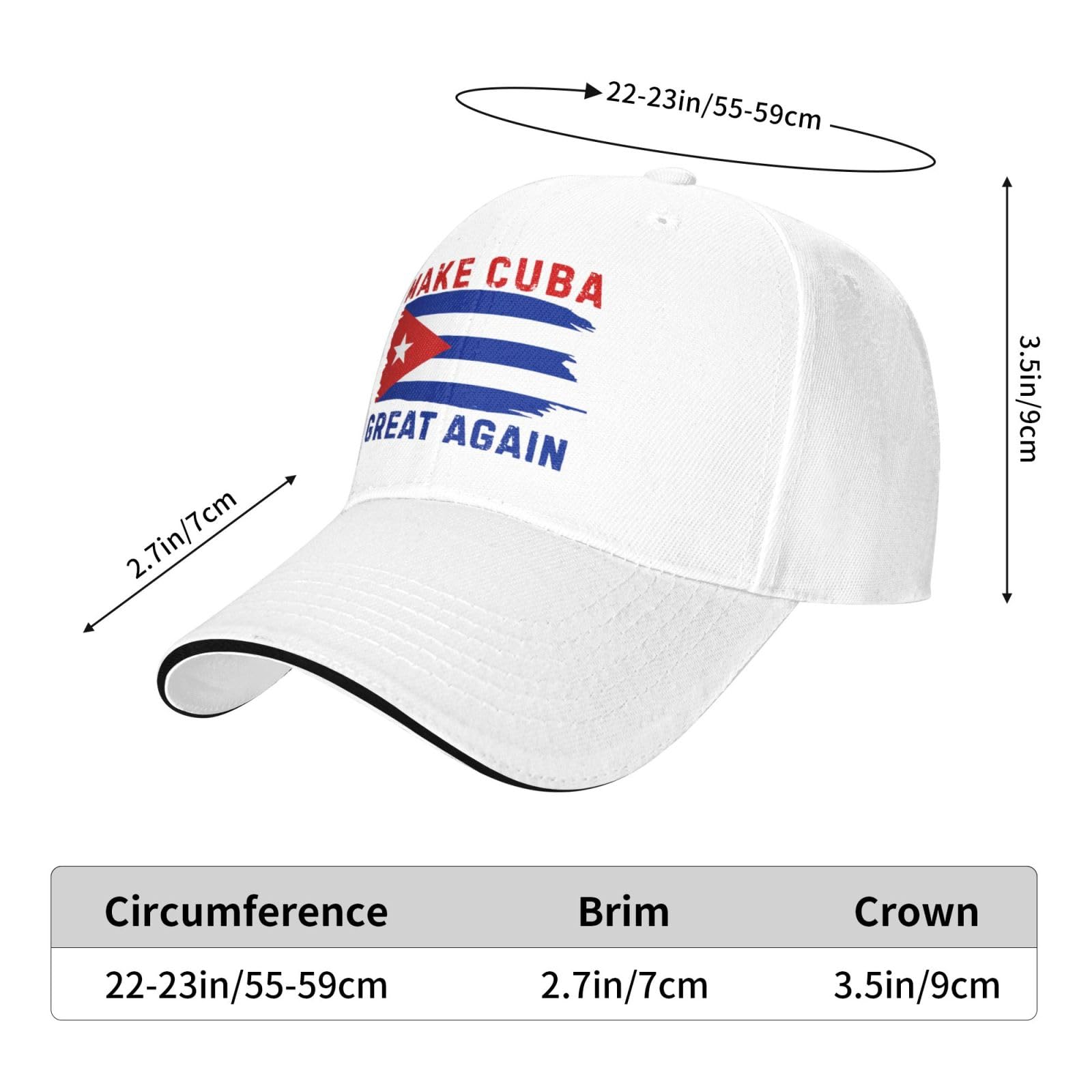 muciioa Make Cuba Great Again hat Cuban Flag Baseball Cap White