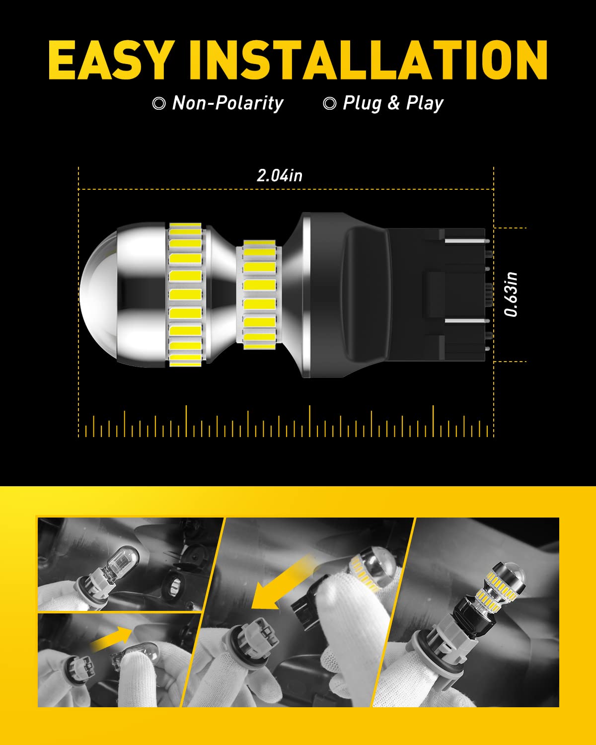 AUXITO Upgraded 7440 7443 LED Bulbs for Reverse Lights T20 7441 7444 LED Replacement Light Kit for Backup Tail Brake Signal Parking DRL Lights, 6000K Xenon White