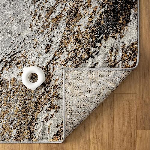 LUXE WEAVERS Modern Abstract Indoor Anthracite 5x7 Area Rug