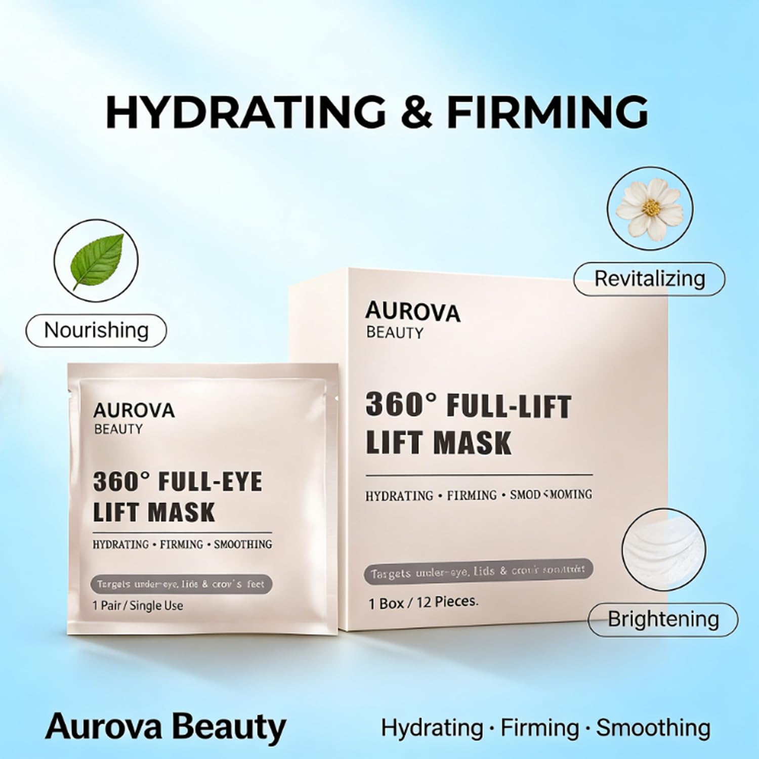 Gengyve Aurova Beauty Eye Mask, HYDRATING, FIRMING, SMOOTHING, Eye Mask with Bio-Collagen Peptide Complex & Vitamin C(1Set/12 Patch)