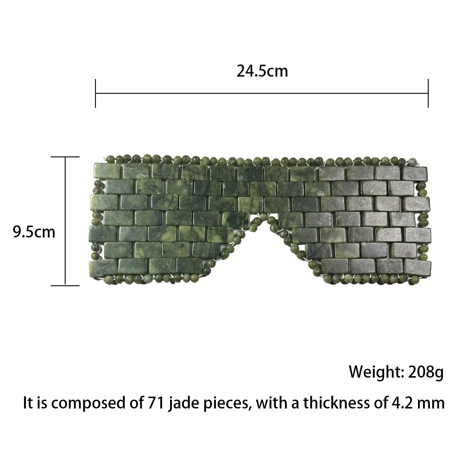 Jade Eye Mask, Facial Eyes Sleeping Mask Relief Eye Cover, Facial Cooling Mask with 100% Real Jade for Hot & Cold Therapy (Dark Green)