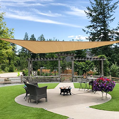 Garden EXPERT 20'x20'x20' Sun Shade Sail Sand Large Triangle Canopy Sail Shade Cloth for Patio Garden Outdoor Backyard