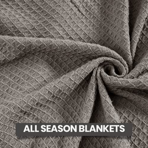 Queen Size Cotton Waffle Blanket - Breathable & Soft, Perfect for Queen & Full Size Beds (90 X 90 Inches), Lightweight Mint Green Blanket