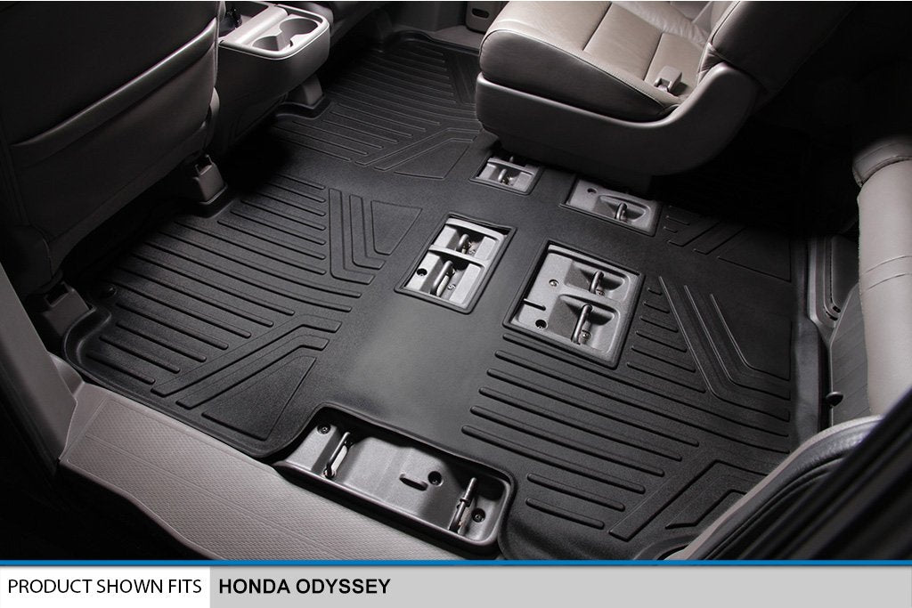 SMARTLINER Custom Fit Floor Mats 3 Row Liner Set Black Compatible with 2011-2017 Honda Odyssey - All Models