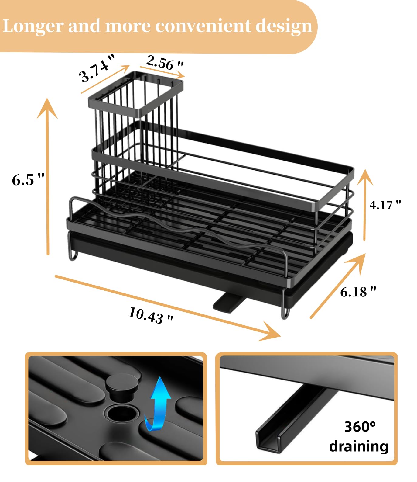 DMJWAN Sink Caddy Kitchen Sink Organizer, 304 Stainless Steel Holder for Sink,Countertop with Removable Drain Tray with Diversion Drainage.