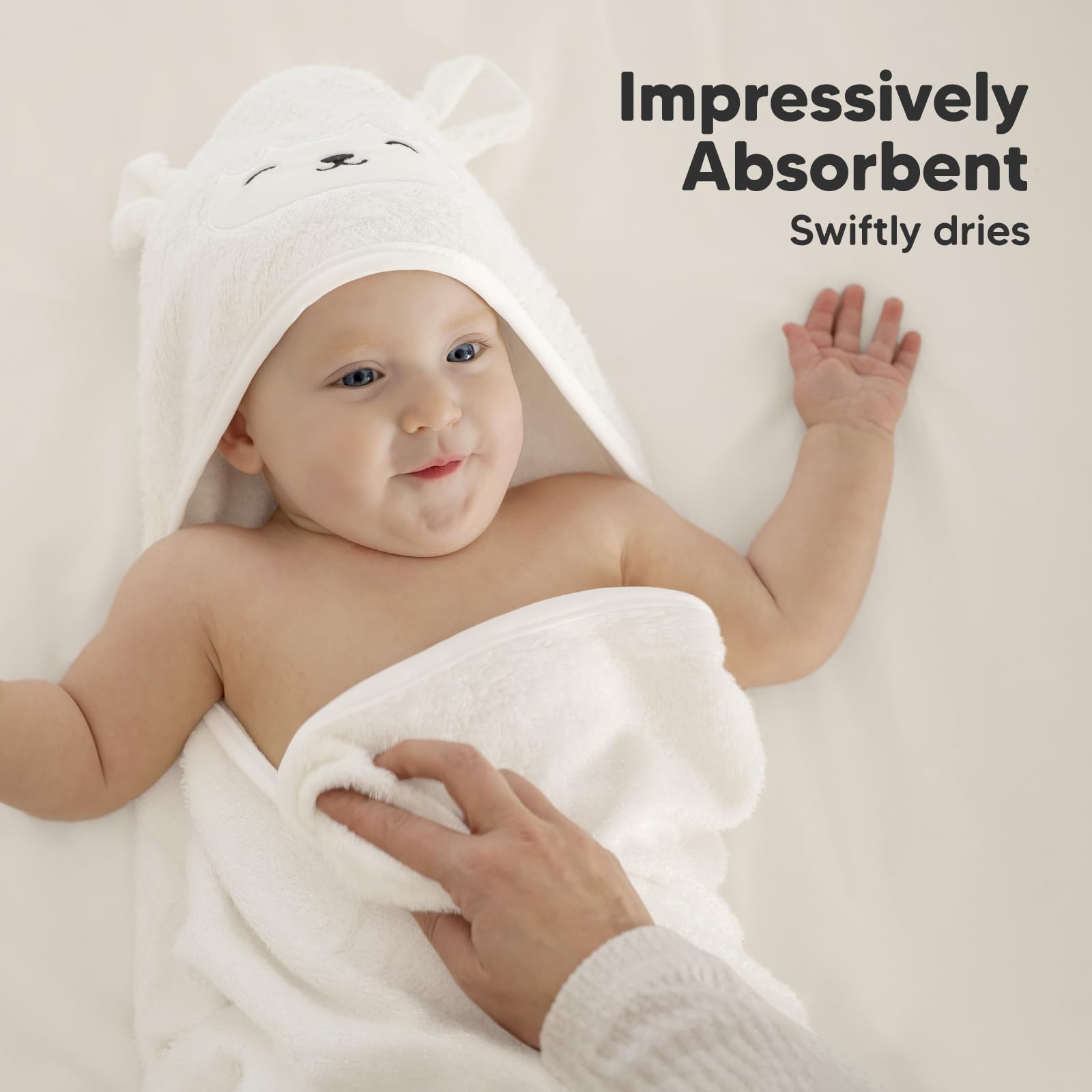 KeaBabies Baby Hooded Towel - Viscose Derived from Bamboo Baby Towel, Toddler Bath Towel, Infant Towels, Large Hooded Towel, Organic Baby Towels with Hood for Girls, Babies, Newborn Boys(Lamb)
