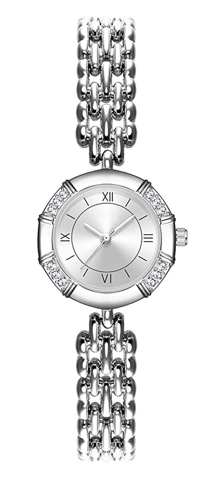 BESTKANG Fashion Luxury Quartz Ladies Dress Watches Vintage Gold Roman Numeral Octagon Watch (Silver)