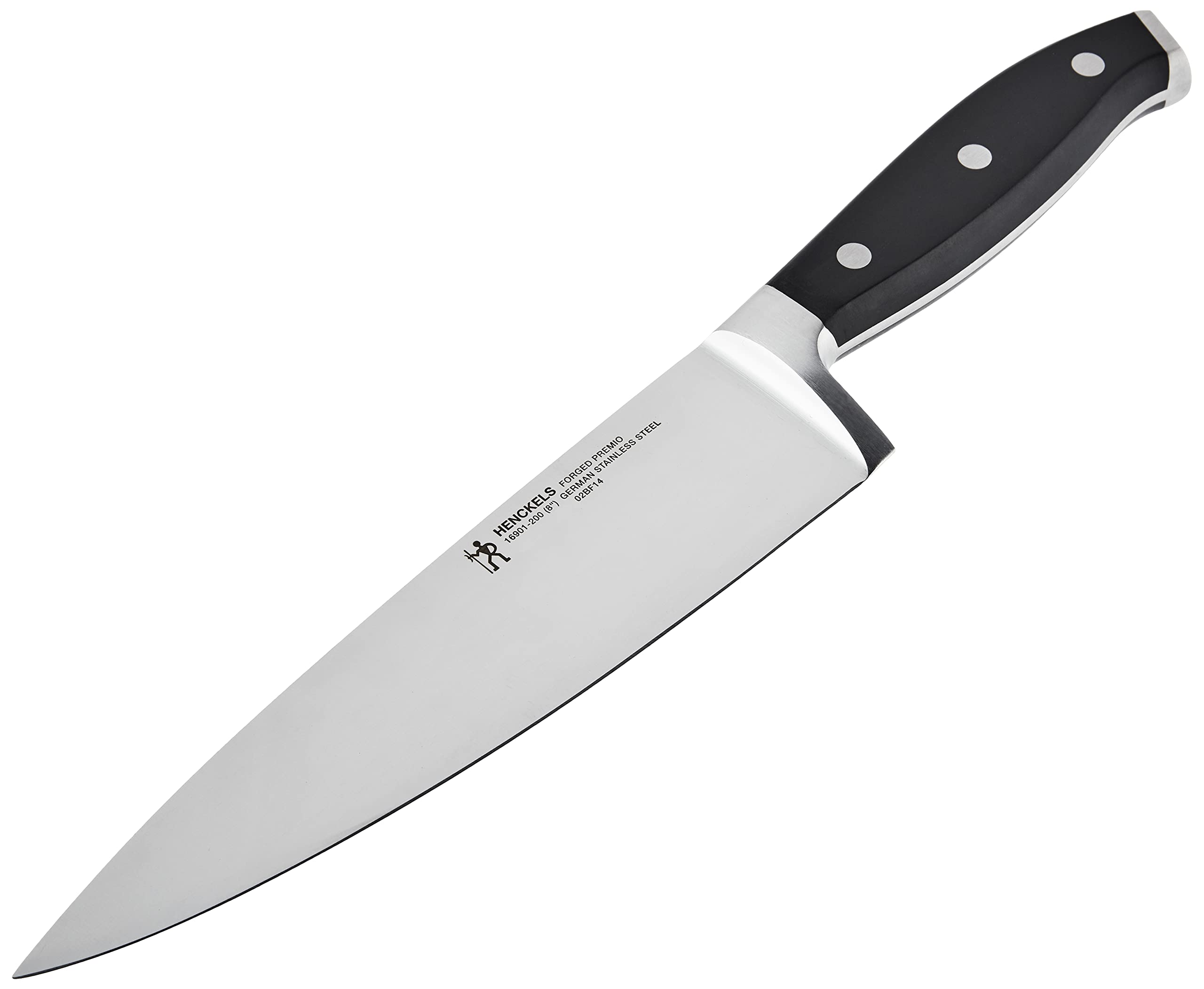 HENCKELS Forged Premio Razor-Sharp 8-Inch Chef Knife, Black, German Engineered Informed by 100+ Years of Mastery