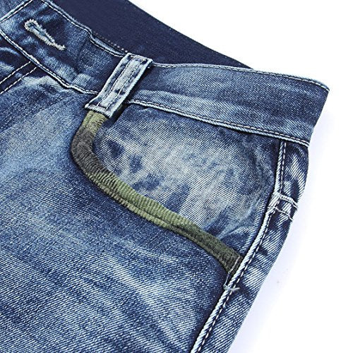 Yeokou Men's Loose Hip Hop Cropped Jeans Work Denim Shorts with Cargo Pockets (30, Light Blue)