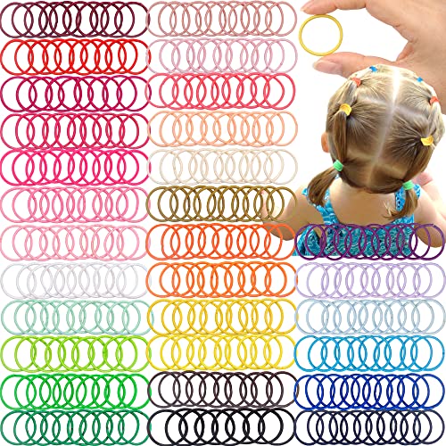 CÉLLOT 300PCS Toddler Hair Ties,2.7cm in Diameter No Crease Thumb Size Rubber Hair Elastics,Small Thin Hair Ponytail Holders Hair Accessories for Baby Girls Kids Children