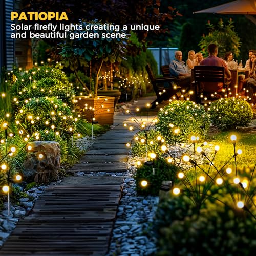 PATIOPIA Solar Garden Lights,Halloween Decorations Outdoor Lights 20 LED Firefly Garden Lights,Solar Lights for Outside,Solar Lights Outdoor Waterproof for Halloween,Christmas,Yard,Patio(Green)