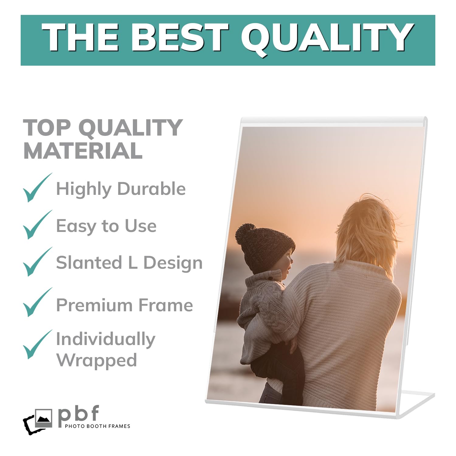 pbf 5x7 Acrylic Sign Holder | Vertical Slanted Sign Stand | Clear Picture Frame, Menu Table Top Display, Plastic Flyer Holder (6-Pack)