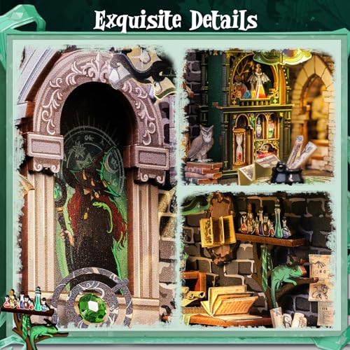 CUTEBEE Book Nook Kit - DIY Dollhouse Miniature House Kit Booknook for Adults and Teens, Tiny Magic House Bookshelf Insert Room Decor Model Build Gifts for Friends and Family (Darkness Common Room)