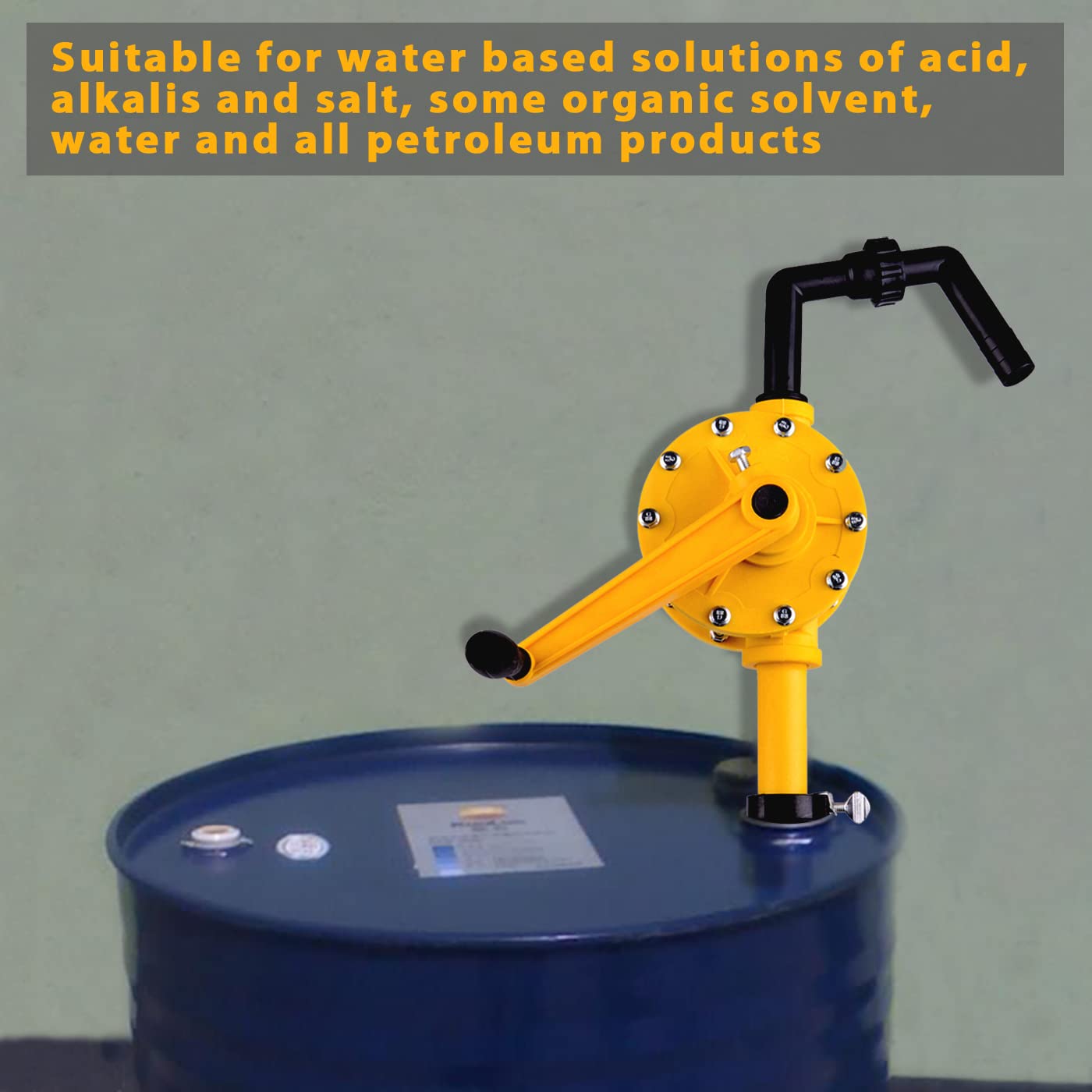 TOPWAY Polypropylene Hand Rotary Drum Barrel Pump For Chemicals