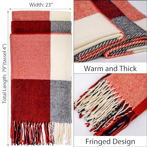 Loritta Womens Scarf Fashion Long Plaid Shawls Wraps Big Grid Winter Warm Lattice Large Scarves Gifts, Khaki Beige Lattice