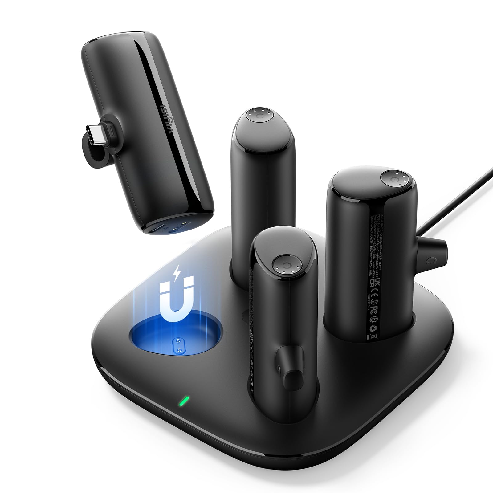 VIYISI Portable Charger Station USB C 5000mAh, 4 Pcs Fast Charging Power Bank with Charging Dock, Battery Pack Charging Kit for iPhone 15 Samsung Google LG Android Type-C Phones