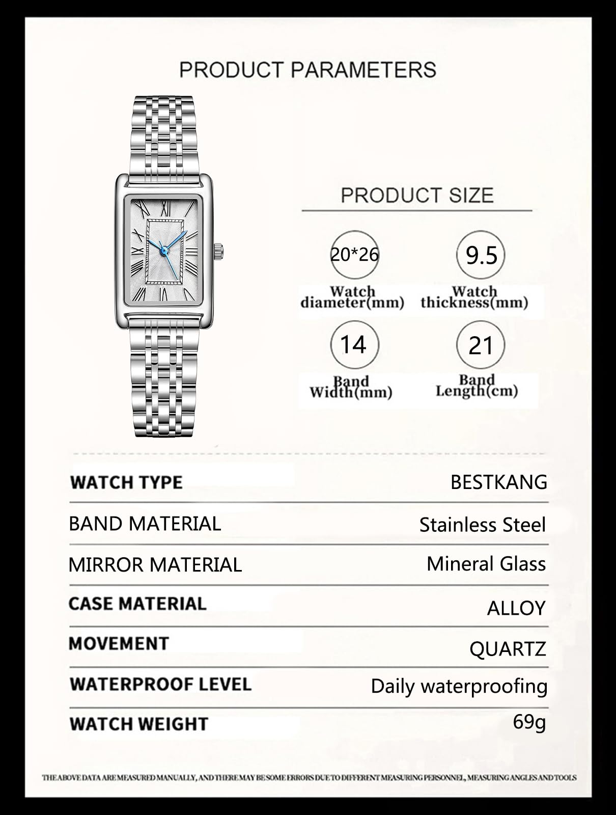 BESTKANG Rectangle Watches for Women Stainless Steel Strap Womens Watch Dainty Fashion Waterproof Square Women's Wrist Watch (Gold White)