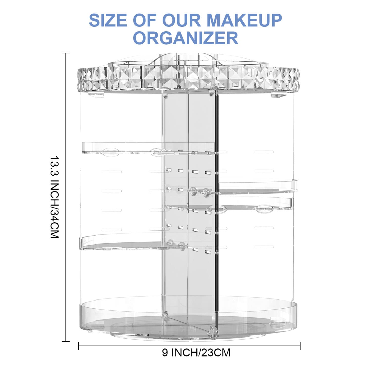 MISERWE 360 Rotating Makeup Organizer, DIY Adjustable Makeup Carousel Spinning Holder Rack, Large Capacity Cosmetic Brush Lipstick Storage Organizer Box for Vanity