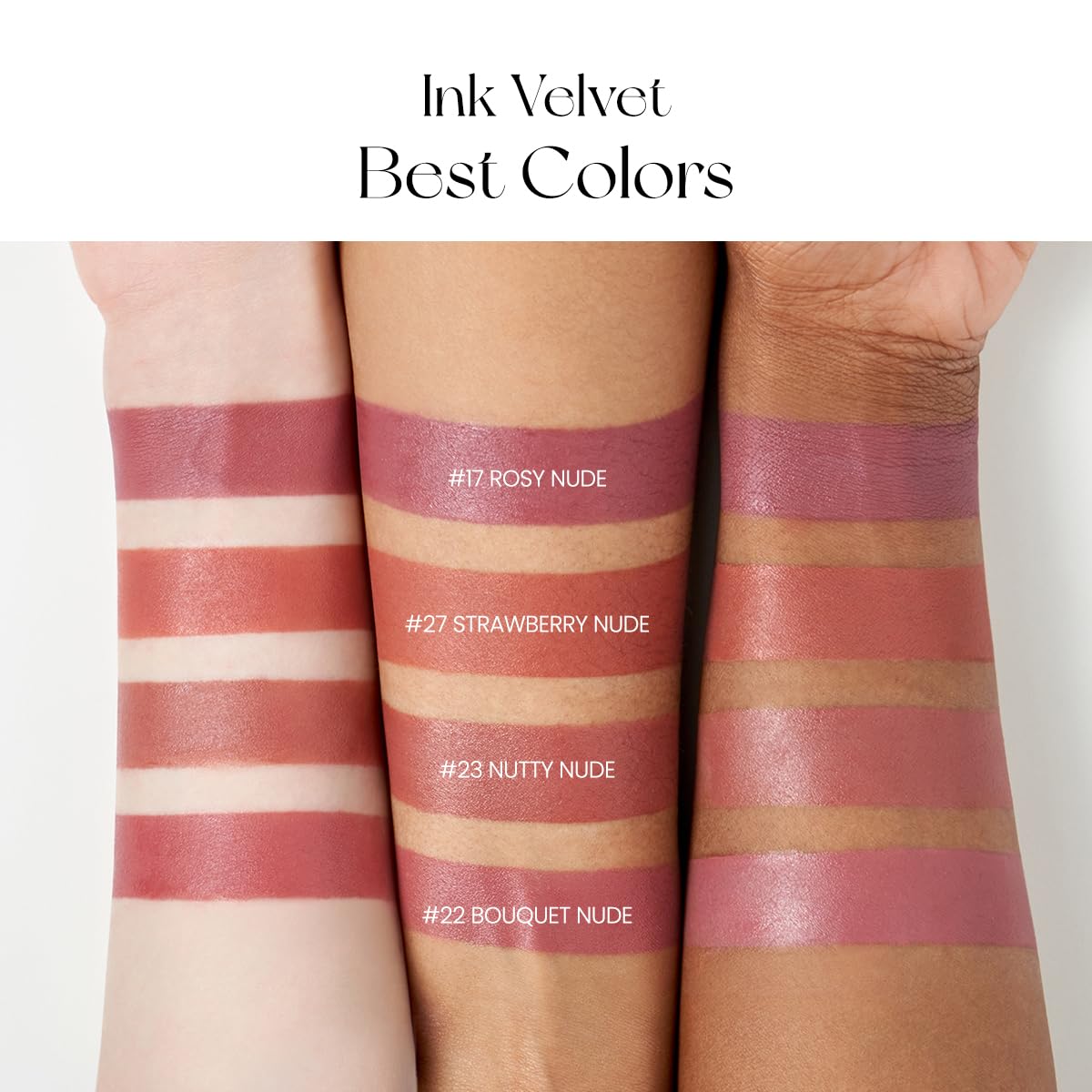 Peripera Ink the Velvet Lip Tint, High Pigment Color, Longwear, Weightless, Not Animal Tested, Gluten-Free, Paraben-Free (017 ROSY NUDE)