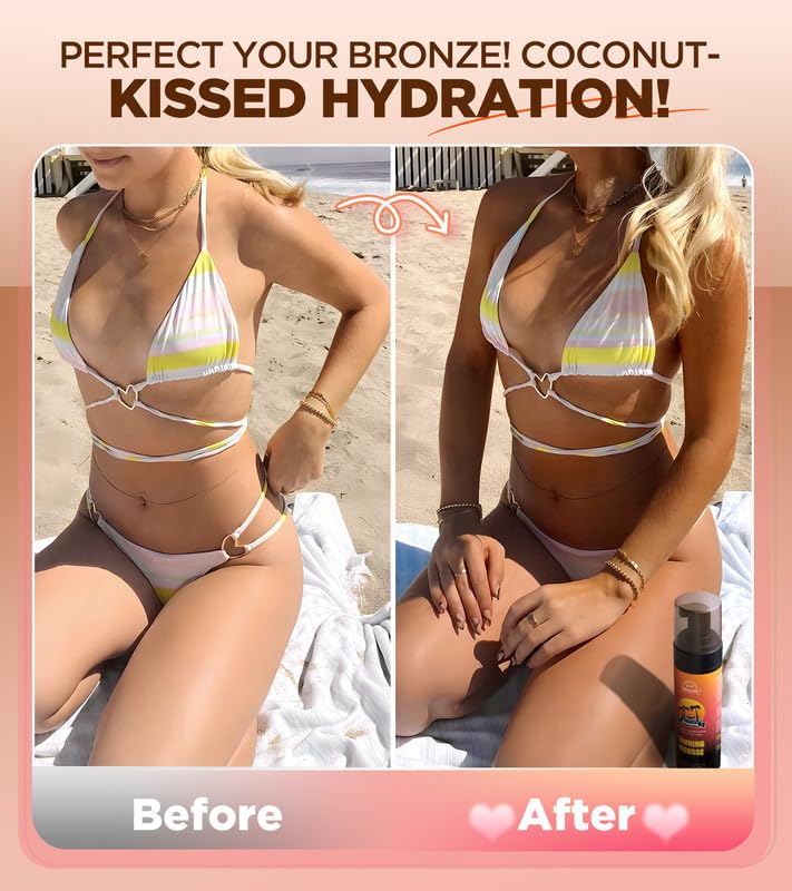 Ultra Natural Bronze Self Tanner Mousse, Flawless Self Tan Streak-Free with Coconut Oil for Hydrating, Vegan Self Tanning Foam No Fake Tan Smell, Long-Lasting Sunless Tanner(Bronze,6.7Fl Oz)