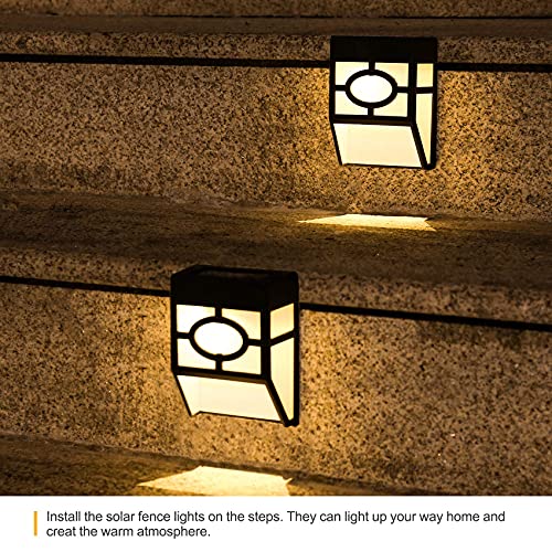 Otdair Solar Lights Outdoor, 2Modes Decorative LED Solar Fence Lights Waterproof, Solar Deck Lights for Deck, Fence, Patio, Yard, Pathway, Front Door, Cold White/Multicolour Changing, 8 Pack