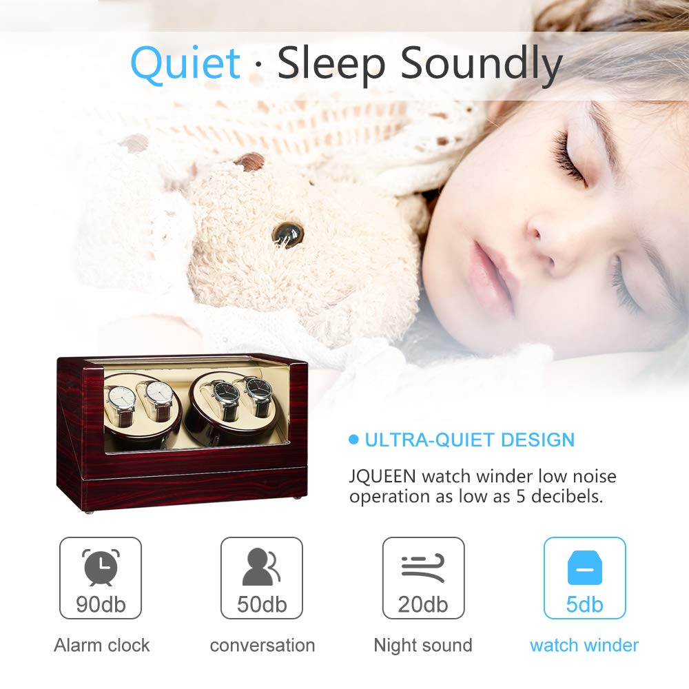 JQUEEN Automatic Quad Watch Winder with Double Quiet Mabuchi Motors
