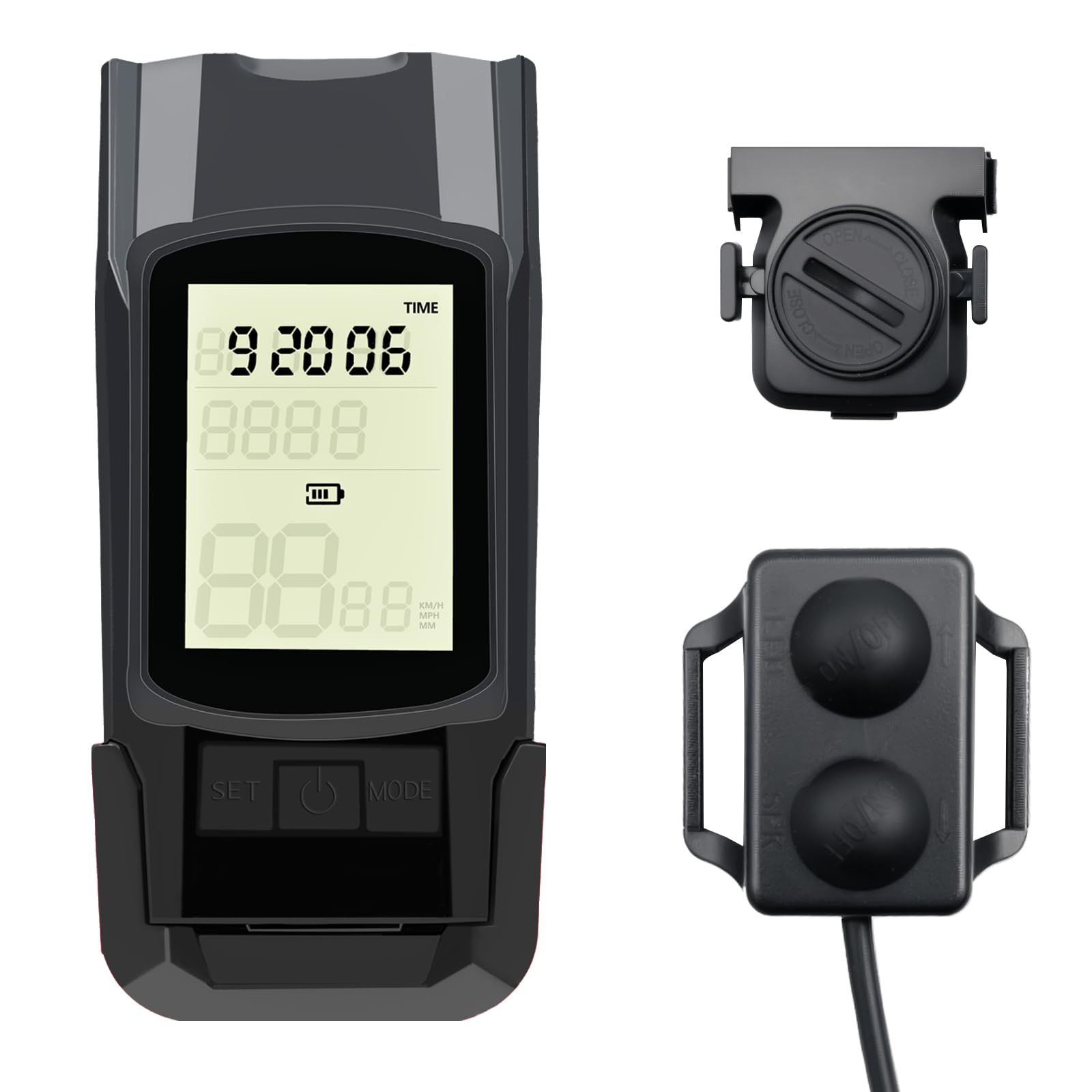 Bike Lights, Bicycle Light with Bike Computer Set,USB Rechargeable IPX4 Waterproof, Front LED Lights with Smart Battery Display & Horn Sounds, Integrated Speedometer & Odometer (Black)