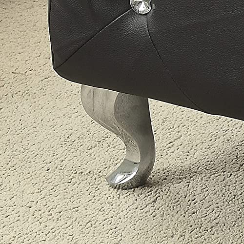 AC Pacific Glam 38 Inches Storage Ottoman Bench for Bedroom, Living Room, Entryway or Hallway, Upholstered Tufted Faux Leather Organizer, Large, Black